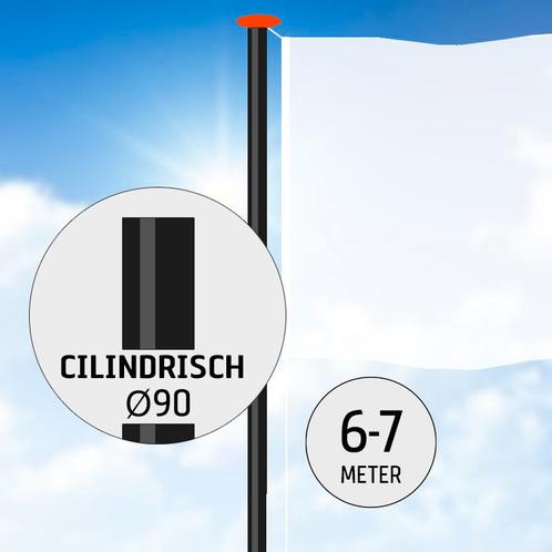Aluminium vlaggenmast 6 of 7 meter Ø 90mm ZWART RAL 9005., Diversen, Vlaggen en Wimpels, Nieuw
