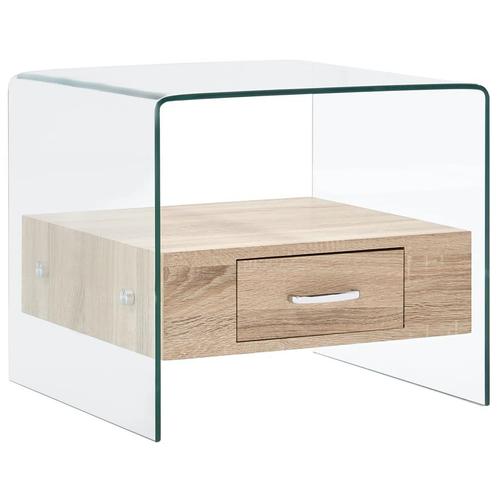 vidaXL Salontafel met lade 50x50x45 cm gehard glas, Huis en Inrichting, Tafels | Salontafels, 50 tot 100 cm, Nieuw, Glas, Minder dan 50 cm