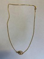 Ketting met hanger - 18 karaat Geel goud Saffier