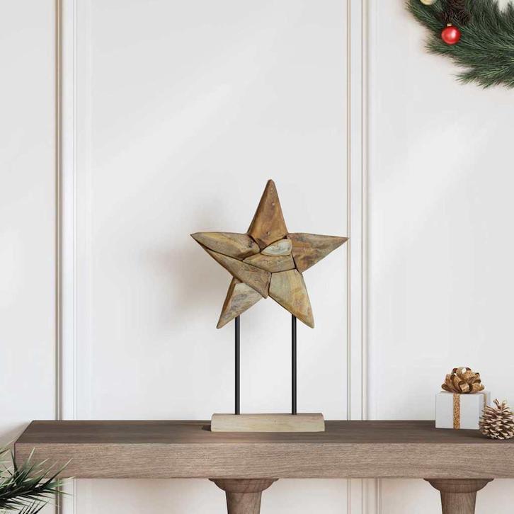 vidaXL Kerstster Bruin 30 x 5 x 45 cm Massief Teakhout, Diversen, Kerst, Nieuw, Verzenden