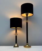 Tafellamp - Messing, Textiel - Twee schemerlampen