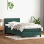 vidaXL Boxspring met matras fluweel donkergroen 80x220 cm, Verzenden, Nieuw, Groen, Stof