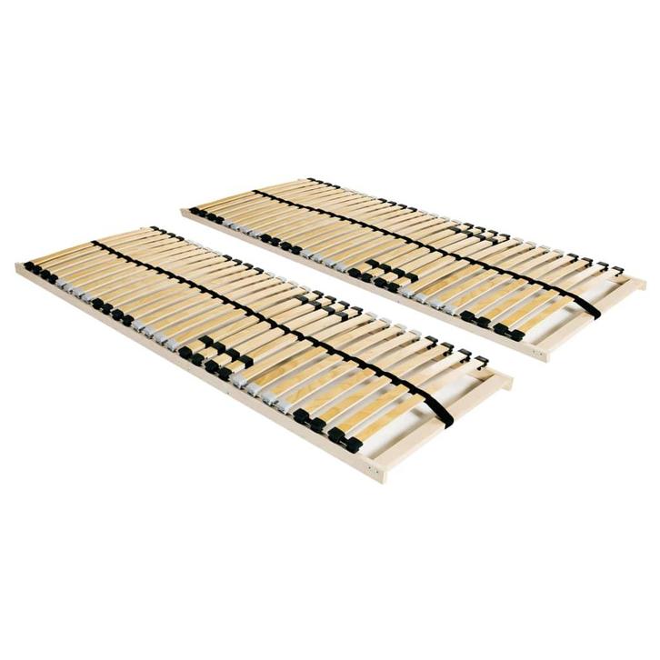 vidaXL Lattenbodems 2 st met 28 latten 7 zones 70x200 cm, Huis en Inrichting, Slaapkamer | Bedden, 70 cm of minder, 200 cm, Beige