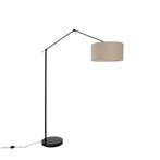 Vloerlamp zwart met kap lichtbruin 50 cm verstelbaar -, Nieuw, Overige materialen, Design, 150 tot 200 cm