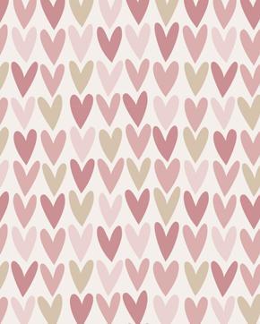 Poplin Katoen Hartjes Roze/Ecru, Hobby en Vrije tijd, Stoffen en Lappen, Roze, Nieuw