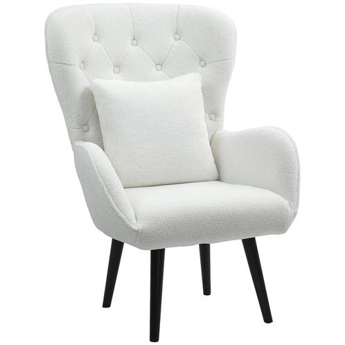TRUUSK Fauteuil Loungestoel Met Lendenkussen, Gevoerde Teddy, Huis en Inrichting, Stoelen, Nieuw, Verzenden