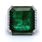 Ring Platina - 9.92ct. tw. Smaragd - Diamant, Sieraden, Tassen en Uiterlijk, Ringen, Nieuw