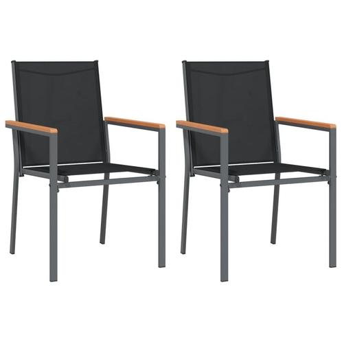 Zwarte Tuinstoelen - 2 stuks | 40% Korting | OP = OP, Tuin en Terras, Tuinstoelen, Nieuw, Textileen, Ophalen of Verzenden