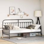 vidaXL Bedframe voor een daybed met hoofdeinde Zwart 90 x, Huis en Inrichting, Verzenden, Nieuw, Zwart, Metaal