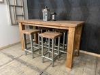 Bartafel Blokpoot Steigerbuis Extra met 4 barkrukken - 60 x, Tuin en Terras, Tuinsets en Loungesets, Ophalen of Verzenden, Nieuw