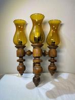 Lamp - Vintage Mid-Century Modern Wandlamp met Gele Glazen, Antiek en Kunst