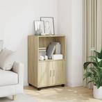 vidaXL Rolkast 55x40x91 cm bewerkt hout sonoma eikenkleurig, Huis en Inrichting, Verzenden, Nieuw, 50 tot 100 cm, Minder dan 100 cm