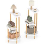 LIVSK Set van 2 Bijzettafels - Natuurlijk Bamboe - 3 Legplan, Verzenden, Nieuw