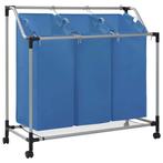 vidaXL Wassorteerder met 3 zakken staal blauw, Verzenden, Nieuw
