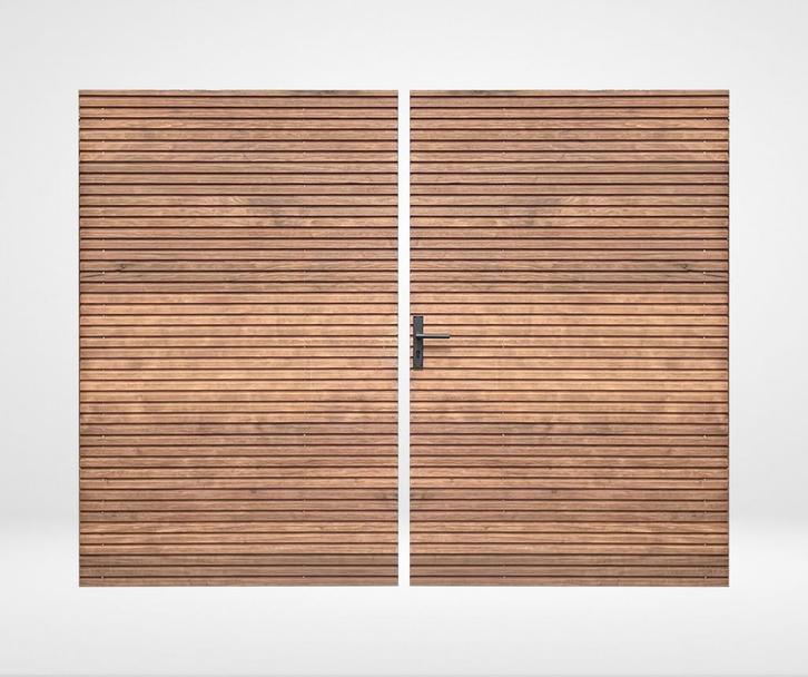 Dubbele Tuinpoort Triple profiel Fraké Horizontaal, Tuin en Terras, Tuinpoorten, Ophalen of Verzenden