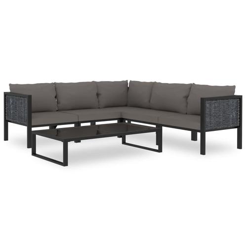 vidaXL 6-delige Loungeset met kussens poly rattan antraciet, Tuin en Terras, Tuinsets en Loungesets, Loungeset, Nieuw, Rotan, Verzenden