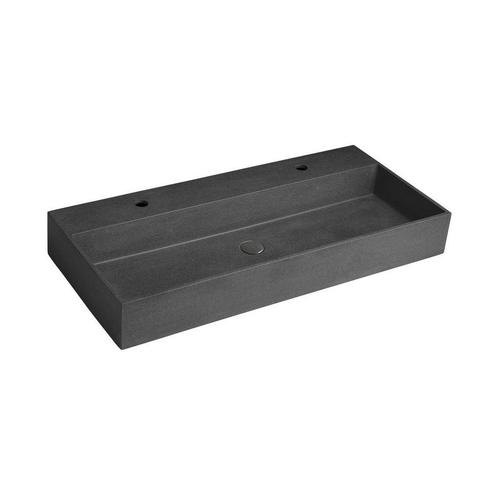 Wastafel 2 Kraangaten Sapho Quadrado 96x44 cm Zwart, Doe-het-zelf en Verbouw, Sanitair, Overige typen, Nieuw, Ophalen of Verzenden