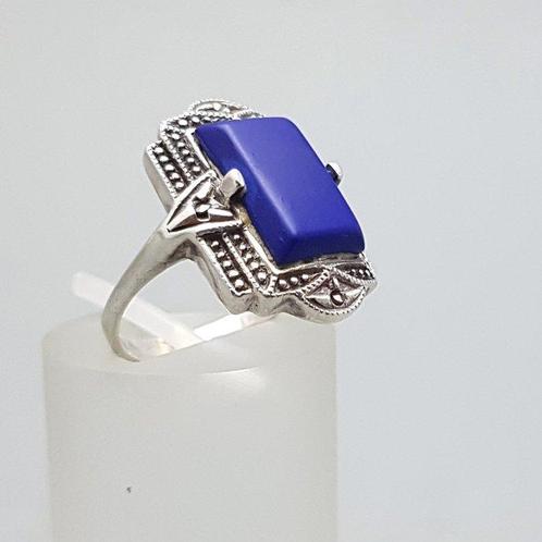 Zilver, Art Deco, Lapis Lazuli - Ring - Markasieten., Antiek en Kunst, Kunst | Designobjecten