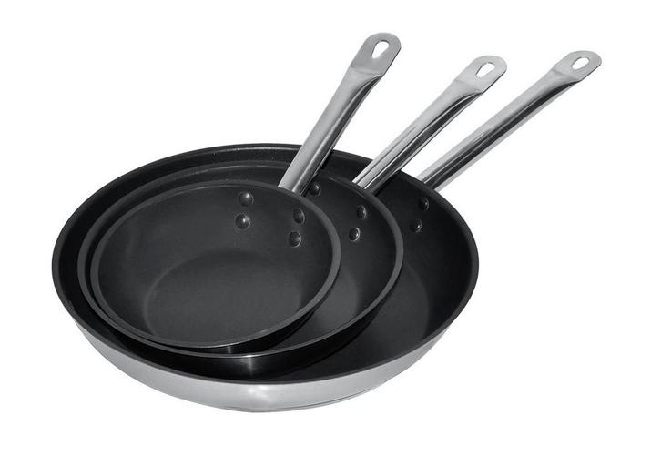 Koekenpan RVS + Teflon ø28 3,1L, Huis en Inrichting, Keuken | Potten en Pannen, Ophalen of Verzenden