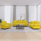 vidaXL 3-delige Loungeset met kussens fluweel geel, Verzenden, Nieuw, Vierpersoons of meer, Stof