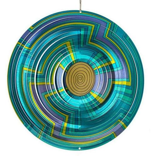 Windspinner, Spin Art, RVS, Mandala, 12MSW300, Blauw, Ø30cm, Tuin en Terras, Tuinwanddecoratie, Verzenden