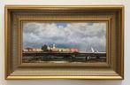R. de Beeld (XX) - Landschap met dorp bij naderend onweer, Antiek en Kunst, Kunst | Schilderijen | Klassiek