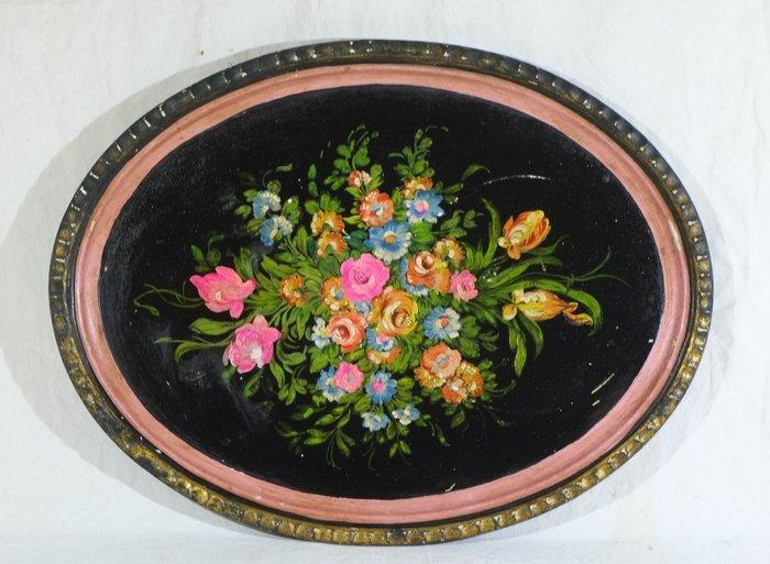 Dienblad - Hout - met de hand geschilderd, Antiek en Kunst, Curiosa en Brocante