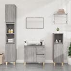 vidaXL Badkamerkast 30x30x100 cm bewerkt hout grijs sonoma, Huis en Inrichting, Badkamer | Badkamermeubels, Verzenden, Nieuw, 100 tot 150 cm