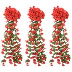 vidaXL Kerstslingers met bloemen 3 st 85 cm rood, Hobby en Vrije tijd, Verzenden, Nieuw