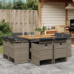 vidaXL 9-delige Tuinset met kussens poly rattan grijs, Tuin en Terras, Nieuw, 8 zitplaatsen, Tuinset, Verzenden