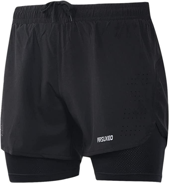 ARSUXEO Active Training hardloopshort voor heren 2 in 1, Kleding | Heren, Broeken en Pantalons, Nieuw, Verzenden