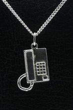 Zilveren Telefoontoestel ketting hanger, Verzenden, Nieuw