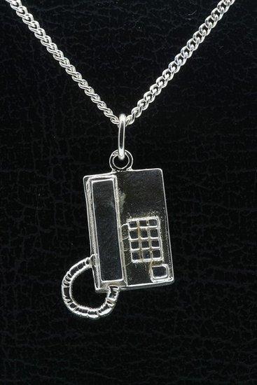 Zilveren Telefoontoestel ketting hanger, Sieraden, Tassen en Uiterlijk, Kettinghangers, Verzenden