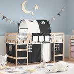 vidaXL Kinderhoogslaper met tunnel 90x200 cm grenenhout wit, 90 cm, Eenpersoons, Verzenden, Zwart
