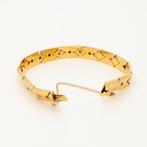 Schakelarmband - 18 karaat Geel goud - Smaragd en diamant, Sieraden, Tassen en Uiterlijk, Antieke sieraden