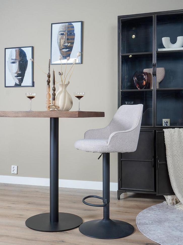 Barkrukken bouclé/teddy, Huis en Inrichting, Barkrukken, In hoogte verstelbaar, Draaibaar, Nieuw, Metaal, Verzenden