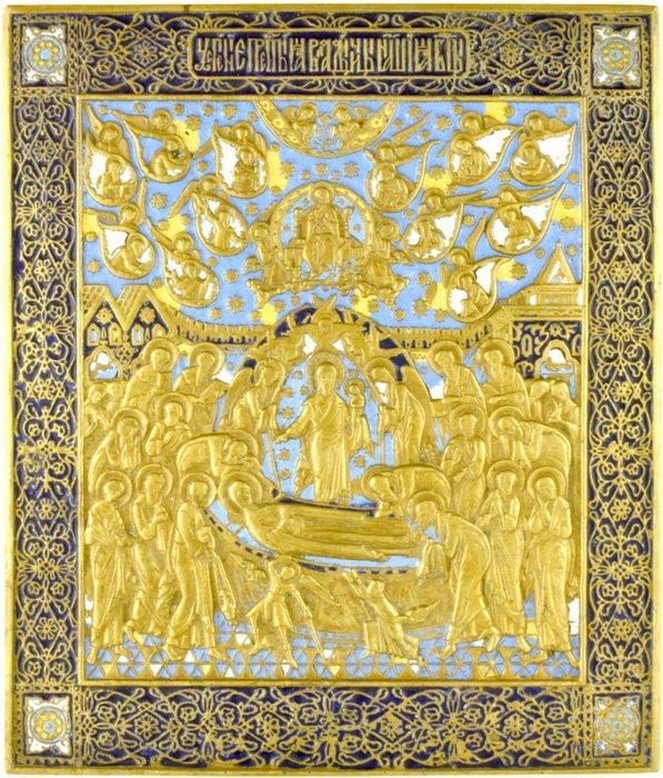 Icoon - Ontslapen van de Moeder Gods - Metaal, Antiek en Kunst, Kunst | Niet-Westerse kunst