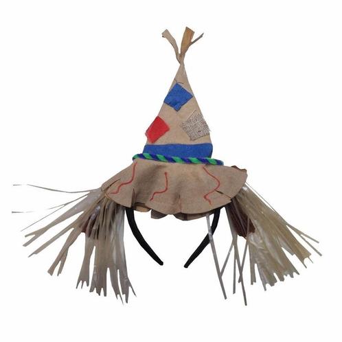 Diadeem met vilten vogelverschrikkerhoed - Carnaval verkle.., Hobby en Vrije tijd, Feestartikelen, Ophalen of Verzenden