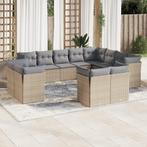 vidaXL 12-delige Loungeset met kussens poly rattan beige, Tuin en Terras, Tuinsets en Loungesets, Verzenden, Nieuw, Rotan, Loungeset