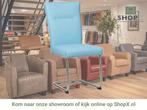 Leren eetkamerstoel Retro - Toledo Sky Blue (lichtblauw) -, Huis en Inrichting, Stoelen, Blauw, Nieuw, Leer, Ophalen of Verzenden