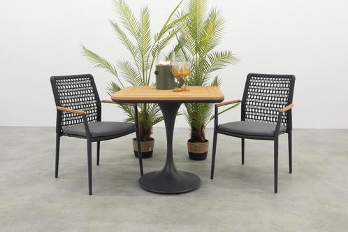 Lumino/Toscara stapelbare bistroset 80x80 cm. -, Tuin en Terras, Tuinsets en Loungesets, Tuinset, Nieuw, Hout, Verzenden