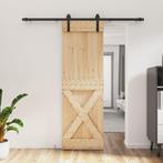 vidaXL Schuifdeur met beslag 70x210 cm massief grenenhout, Doe-het-zelf en Verbouw, Deuren en Horren, Verzenden, Nieuw