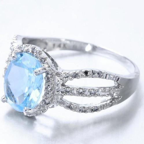 Ring - 14 karaat Witgoud Topaas, Sieraden, Tassen en Uiterlijk, Ringen