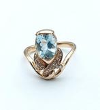 Ring - 14 karaat Roségoud Aquamarijn - Diamant, Sieraden, Tassen en Uiterlijk, Ringen, Nieuw