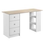 Bureau Lemberg met 3 lades 120x49x72 cm wit en eiken, Huis en Inrichting, Bureaus, Verzenden, Nieuw