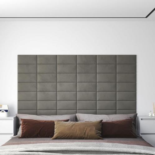 vidaXL Wandpanelen 12 st 0,54 m² 30x15 cm fluweel lichtgrijs, Doe-het-zelf en Verbouw, Platen en Panelen, Nieuw, Verzenden
