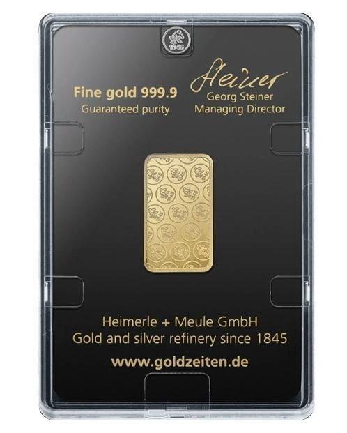10 gram - Goud .999 - Heimerle + Meule - Verzegeld, Postzegels en Munten, Edelmetalen en Baren
