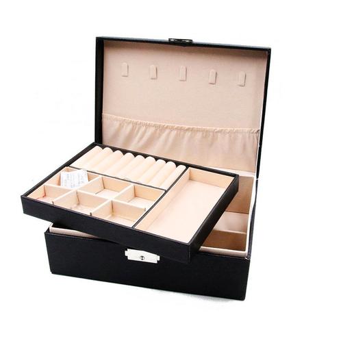 Juwelendoos XL - Zwart - 23 x 17 x 9 cm - Sieradendoos -, Sieraden, Tassen en Uiterlijk, Overige Accessoires, Nieuw, Verzenden
