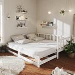vidaXL Slaapbank uitschuifbaar massief grenenhout wit, 90 cm, Eenpersoons, Verzenden, Wit