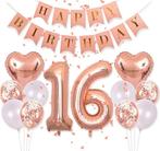 Ballonnen en XL slinger set Sweet 16 rosé goud, Hobby en Vrije tijd, Feestartikelen, Verzenden, Nieuw, Versiering, Verjaardag